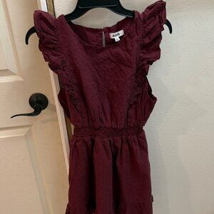 BB Dakota Maroon Kids Dress with Ruffles